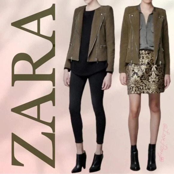 ZARA Woman Velvet Biker Jacket - Picture 1 of 16